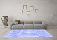 Machine Washable Abstract Blue Contemporary Rug, wshcon179blu