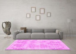 Machine Washable Abstract Pink Contemporary Rug in a Living Room, wshcon179pnk