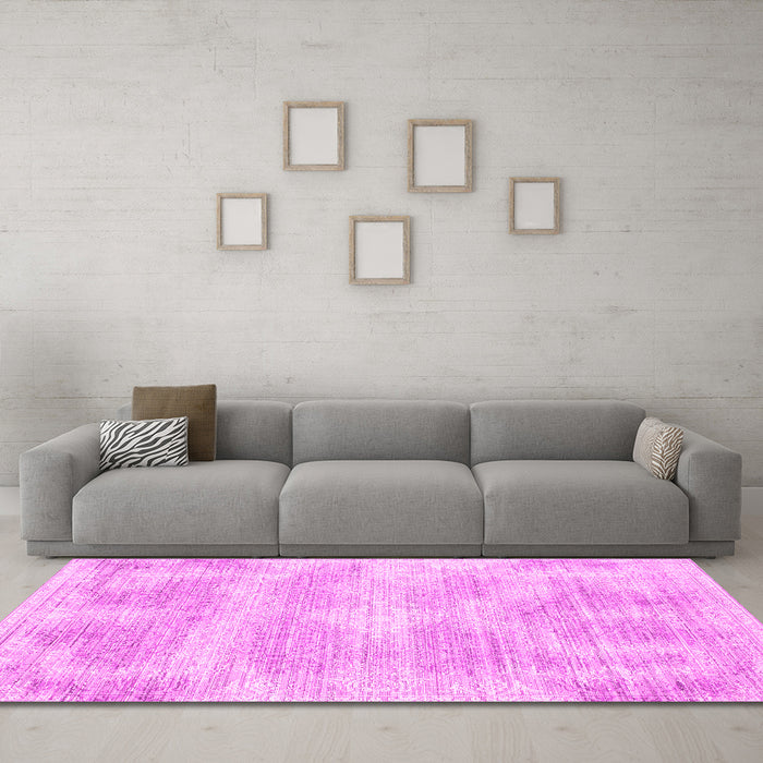 Machine Washable Abstract Pink Contemporary Rug in a Living Room, wshcon179pnk