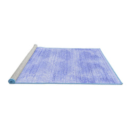 Sideview of Machine Washable Abstract Blue Contemporary Rug, wshcon179blu