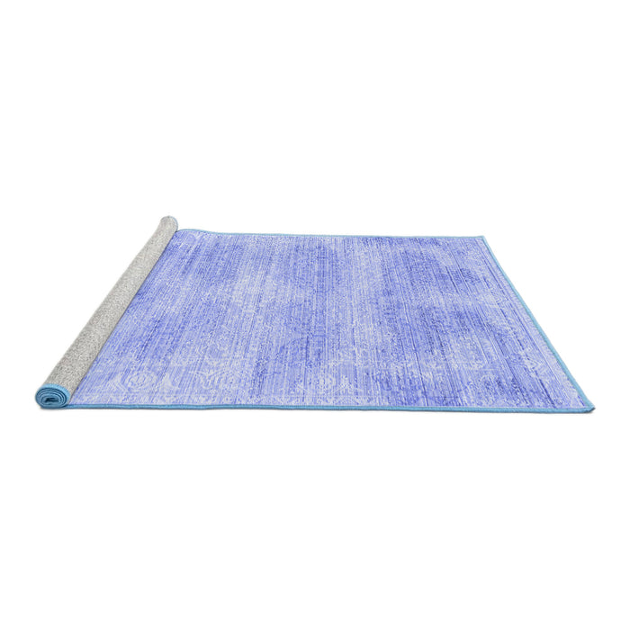 Sideview of Machine Washable Abstract Blue Contemporary Rug, wshcon179blu