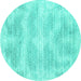 Round Machine Washable Abstract Turquoise Contemporary Area Rugs, wshcon179turq