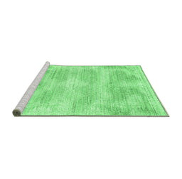 Sideview of Machine Washable Abstract Emerald Green Contemporary Area Rugs, wshcon179emgrn