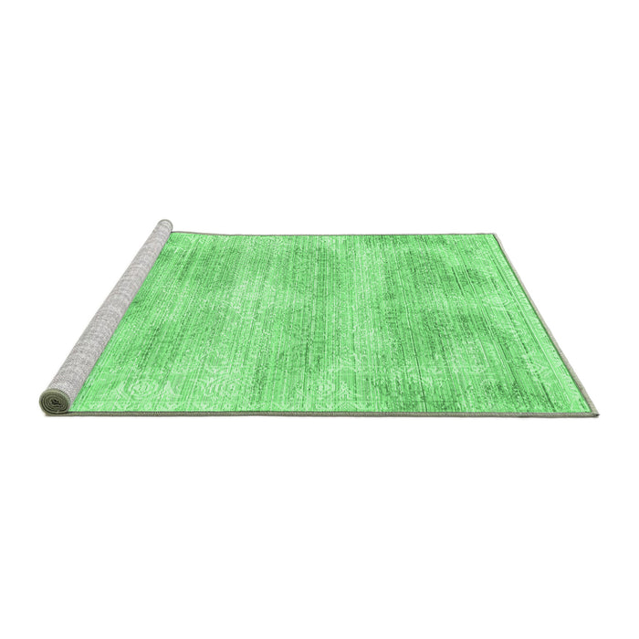 Sideview of Machine Washable Abstract Emerald Green Contemporary Area Rugs, wshcon179emgrn