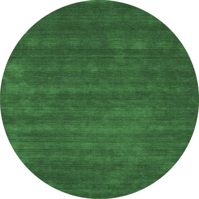 Round Machine Washable Abstract Emerald Green Contemporary Area Rugs, wshcon17emgrn
