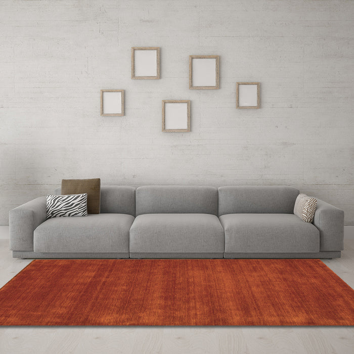 Machine Washable Abstract Orange Contemporary Area Rugs in a Living Room, wshcon17org