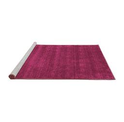 Sideview of Machine Washable Abstract Pink Contemporary Rug, wshcon17pnk