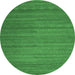 Round Machine Washable Abstract Emerald Green Contemporary Area Rugs, wshcon1800emgrn