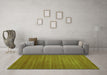 Machine Washable Abstract Green Contemporary Area Rugs in a Living Room,, wshcon1800grn