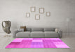 Machine Washable Checkered Pink Modern Rug in a Living Room, wshcon1801pnk