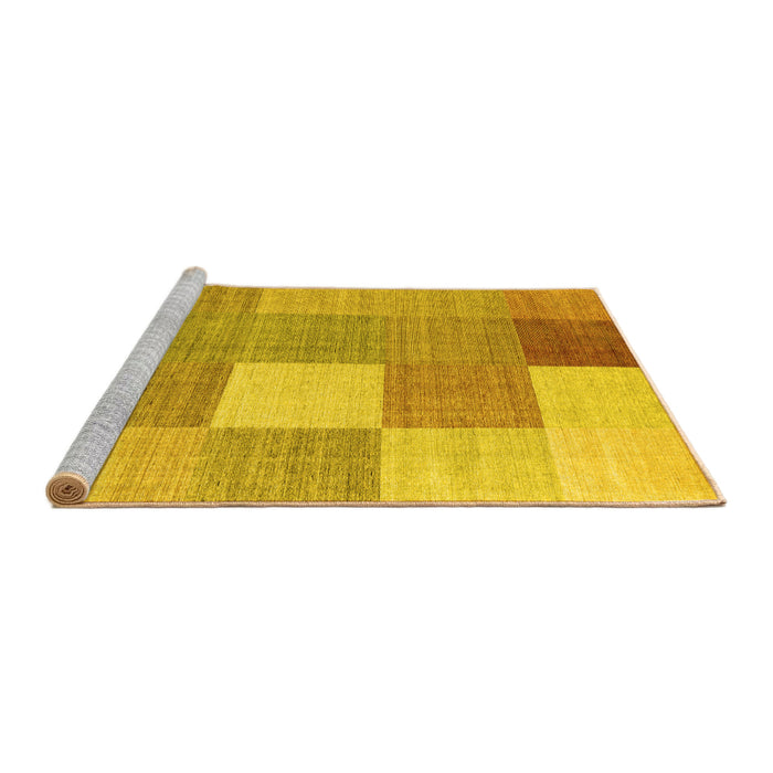 Sideview of Machine Washable Checkered Yellow Modern Rug, wshcon1801yw