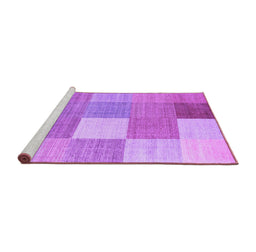Sideview of Machine Washable Checkered Purple Modern Area Rugs, wshcon1801pur