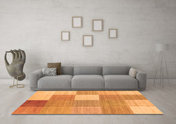 Machine Washable Checkered Orange Modern Area Rugs in a Living Room, wshcon1801org