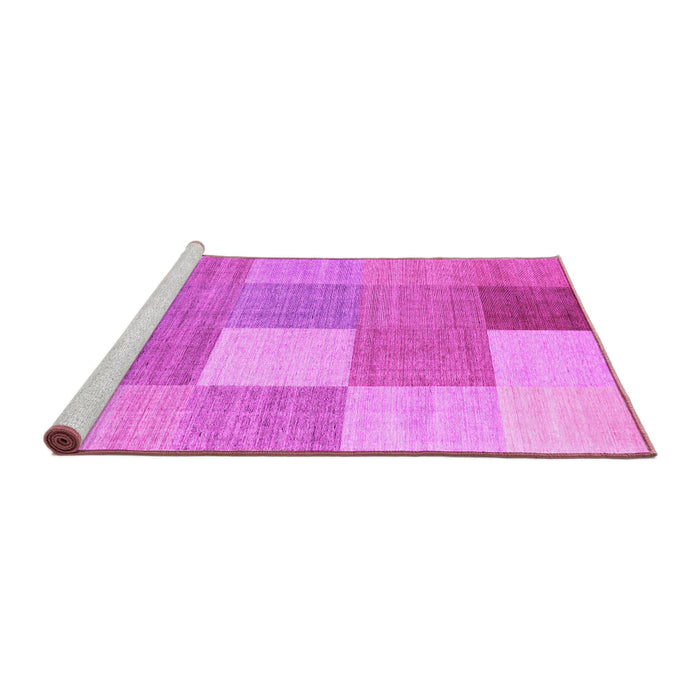 Sideview of Machine Washable Checkered Pink Modern Rug, wshcon1801pnk