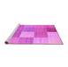 Sideview of Machine Washable Checkered Pink Modern Rug, wshcon1801pnk