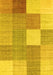 Machine Washable Checkered Yellow Modern Rug, wshcon1801yw