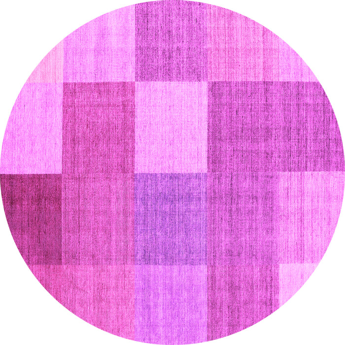 Round Machine Washable Checkered Pink Modern Rug, wshcon1801pnk