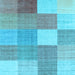 Square Machine Washable Checkered Light Blue Modern Rug, wshcon1801lblu