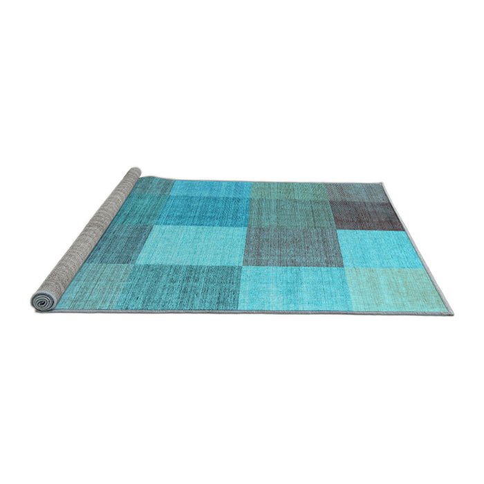 Sideview of Machine Washable Checkered Light Blue Modern Rug, wshcon1801lblu