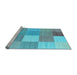 Sideview of Machine Washable Checkered Light Blue Modern Rug, wshcon1801lblu