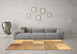 Machine Washable Checkered Brown Modern Rug in a Living Room,, wshcon1801brn