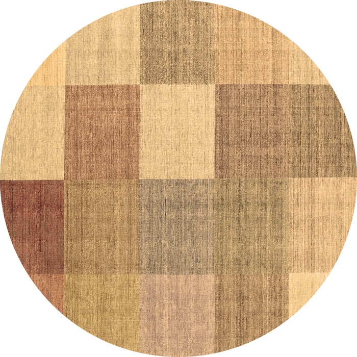 Round Checkered Brown Modern Rug, con1801brn