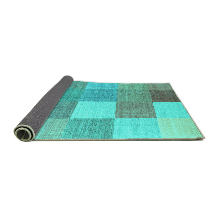 Sideview of Checkered Turquoise Modern Rug, con1801turq