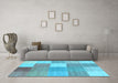 Machine Washable Checkered Light Blue Modern Rug in a Living Room, wshcon1801lblu