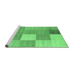 Sideview of Machine Washable Checkered Emerald Green Modern Area Rugs, wshcon1801emgrn