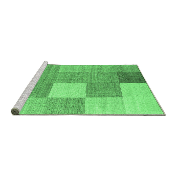 Sideview of Machine Washable Checkered Emerald Green Modern Area Rugs, wshcon1801emgrn