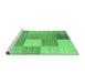 Sideview of Machine Washable Checkered Emerald Green Modern Area Rugs, wshcon1801emgrn