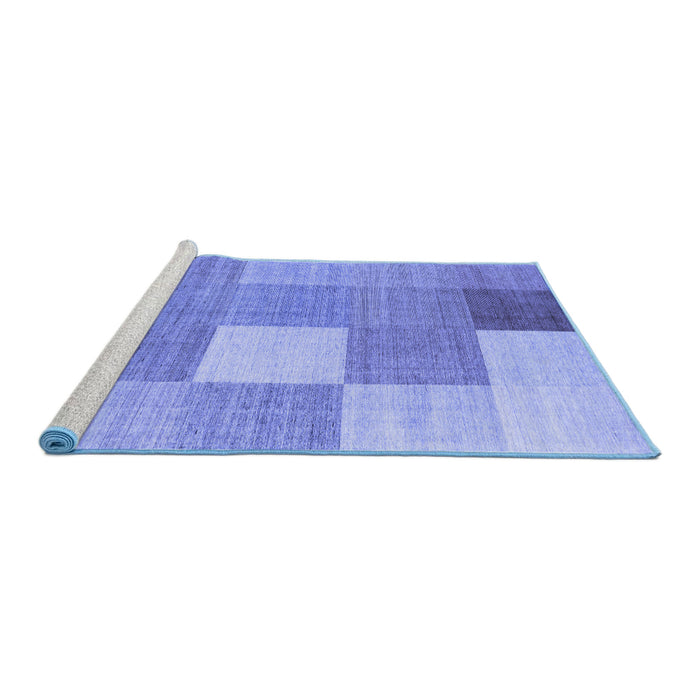 Sideview of Machine Washable Checkered Blue Modern Rug, wshcon1801blu