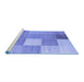 Sideview of Machine Washable Checkered Blue Modern Rug, wshcon1801blu