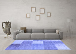 Machine Washable Checkered Blue Modern Rug in a Living Room, wshcon1801blu