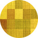 Round Checkered Yellow Modern Rug, con1801yw