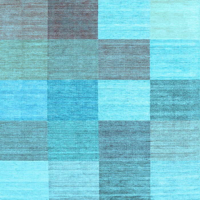 Square Machine Washable Checkered Light Blue Modern Rug, wshcon1802lblu