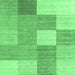 Square Machine Washable Checkered Emerald Green Modern Area Rugs, wshcon1802emgrn