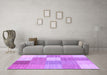 Machine Washable Checkered Purple Modern Area Rugs in a Living Room, wshcon1802pur