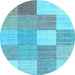 Round Checkered Light Blue Modern Rug, con1802lblu