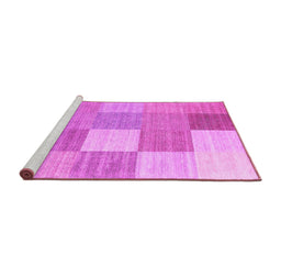 Sideview of Machine Washable Checkered Pink Modern Rug, wshcon1802pnk