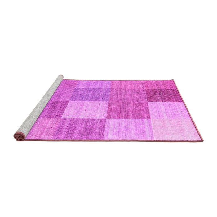 Sideview of Machine Washable Checkered Pink Modern Rug, wshcon1802pnk