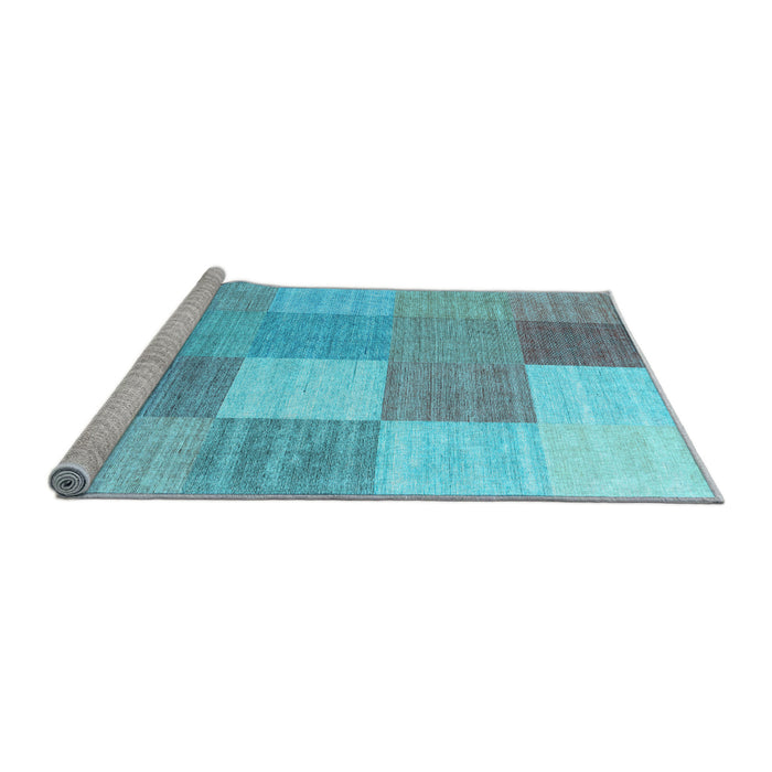 Sideview of Machine Washable Checkered Light Blue Modern Rug, wshcon1802lblu