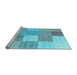 Sideview of Machine Washable Checkered Light Blue Modern Rug, wshcon1802lblu