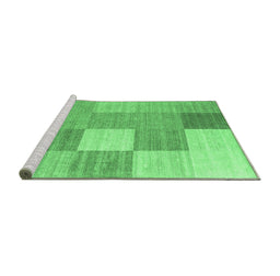 Sideview of Machine Washable Checkered Emerald Green Modern Area Rugs, wshcon1802emgrn