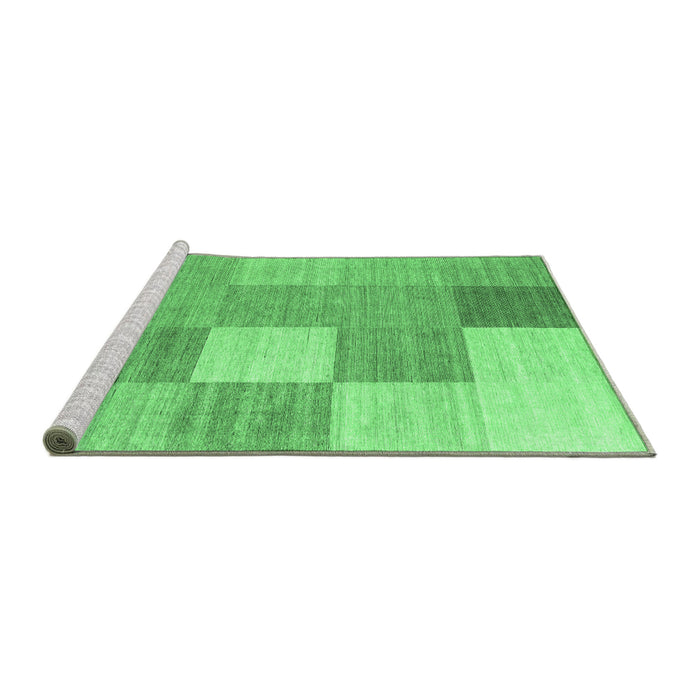Sideview of Machine Washable Checkered Emerald Green Modern Area Rugs, wshcon1802emgrn