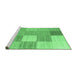 Sideview of Machine Washable Checkered Emerald Green Modern Area Rugs, wshcon1802emgrn