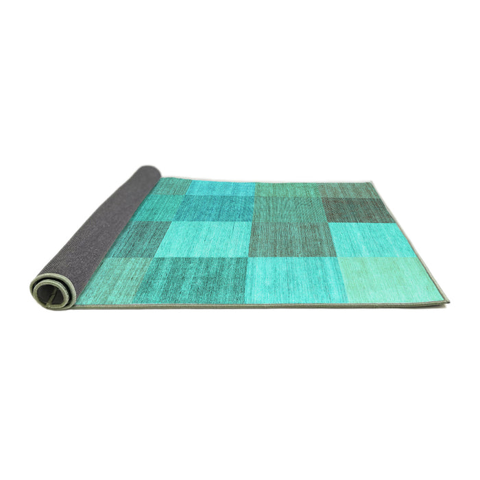 Sideview of Checkered Turquoise Modern Rug, con1802turq