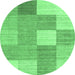 Round Checkered Emerald Green Modern Rug, con1802emgrn