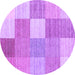 Round Checkered Purple Modern Rug, con1802pur