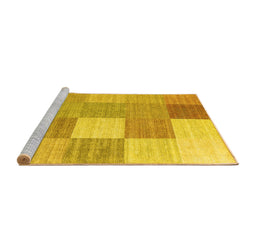 Sideview of Machine Washable Checkered Yellow Modern Rug, wshcon1802yw